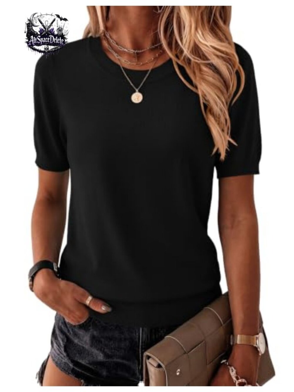 Zeagoo Women's Short Sleeve Crewneck Sweater Pullover Ribbed Knit Lightweight